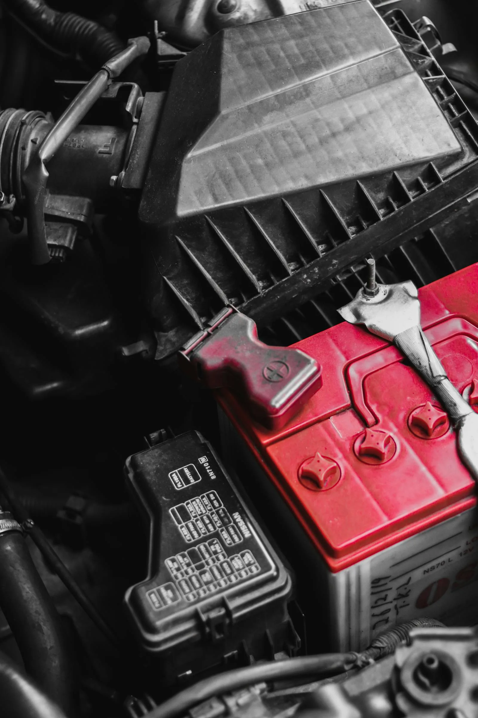Car battery and engine bay service photo